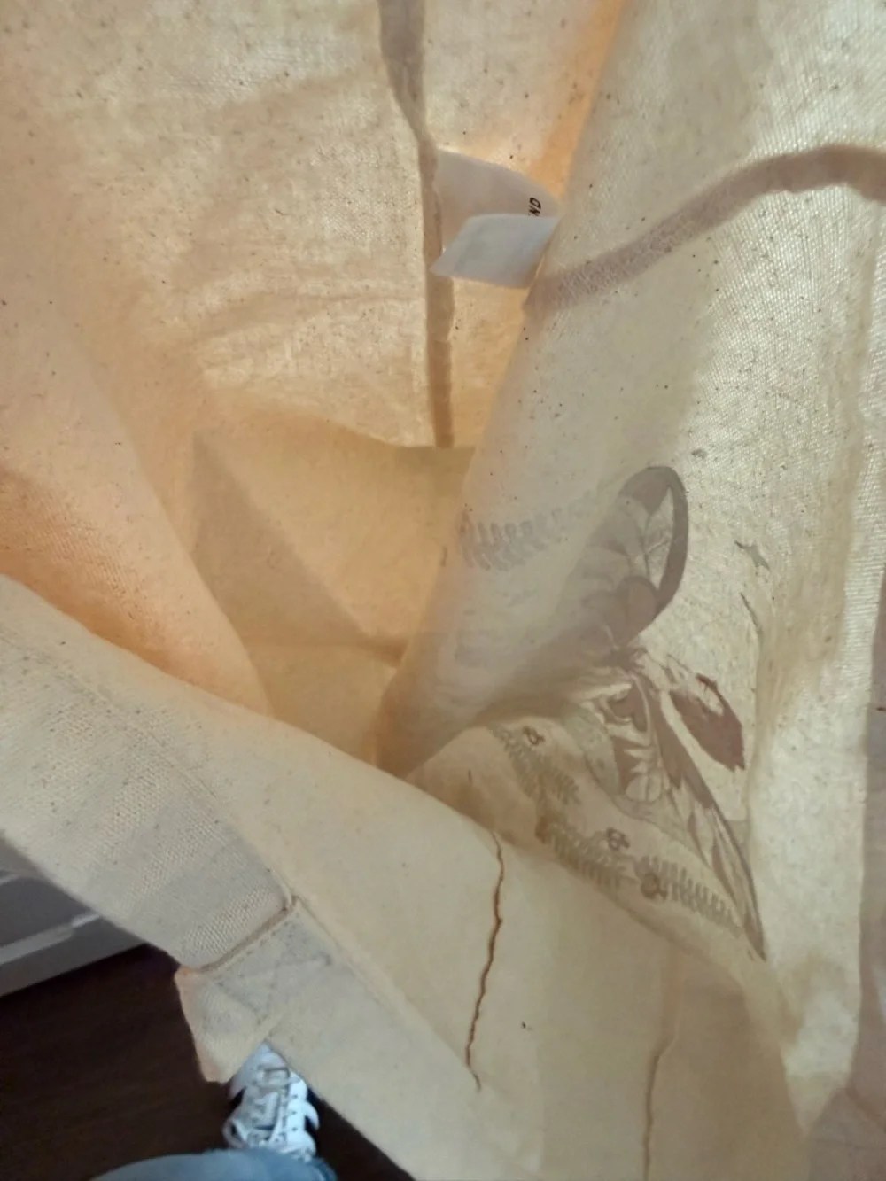 EARTHBOUND Trading Co. cream cotton canvas tote bag. Small spot in very bottom. - Picture 5 of 5